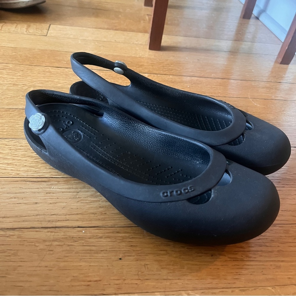 Crocs Black Ballet Comfort Shoe Slingback Gardening Flats Summer Size 8